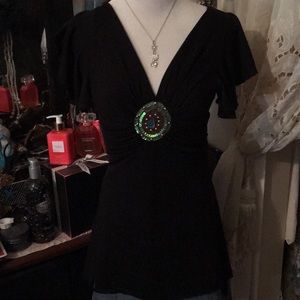 STUNNING AND CLASSY BLACK BLOUSE SZ MEDIUM 🕸🕷